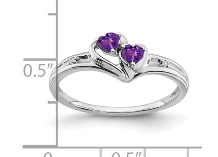 14k White Gold Amethyst and Diamond 2-stone Heart Ring (Style RM7149-AM-001-WA)