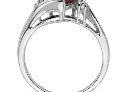 14k White Gold Created Ruby and Diamond Heart Ring (Style RM7151-RU-001-WA)