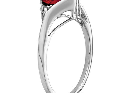 14k White Gold Created Ruby and Diamond Heart Ring (Style RM7151-RU-001-WA)