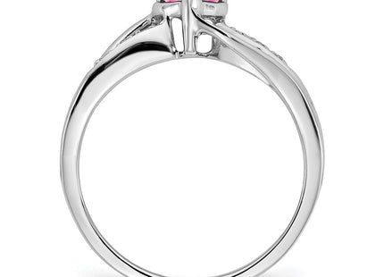 14k White Gold Created Pink Sapphire and Diamond Heart Ring (Style RM7152-CPS-003-WA)