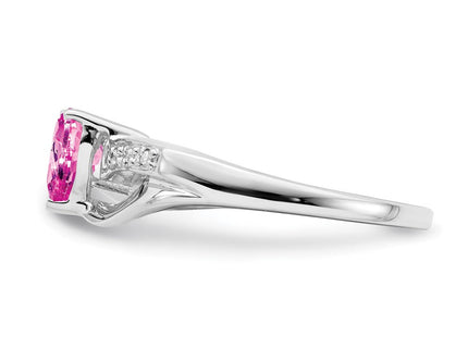 14k White Gold Created Pink Sapphire and Diamond Heart Ring (Style RM7152-CPS-003-WA)