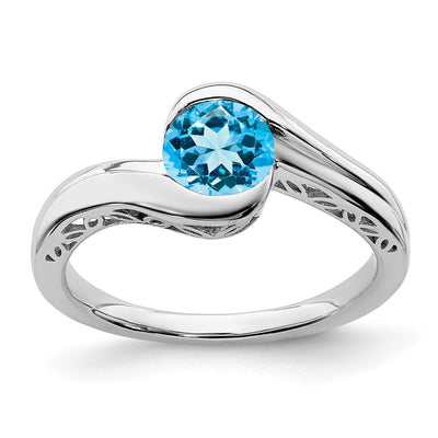 14K white gold blue topaz ring