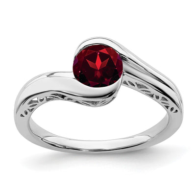 14K white gold garnet ring