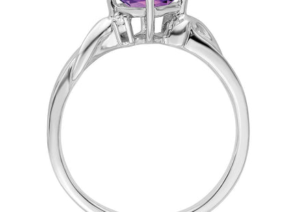 14k White Gold Cushion Amethyst and Diamond Ring (Style RM7167-AM-003-WA)
