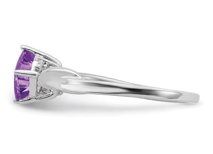 14k White Gold Cushion Amethyst and Diamond Ring (Style RM7167-AM-003-WA)