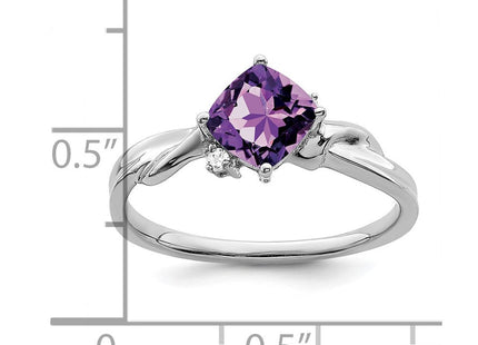 14k White Gold Cushion Amethyst and Diamond Ring (Style RM7167-AM-003-WA)