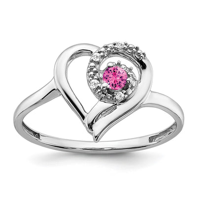 14K white gold diamond heart ring