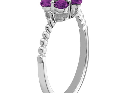 14k White Gold Amethyst and Diamond Floral Ring