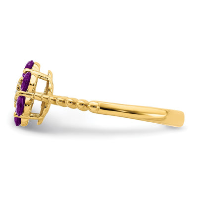 14K Amethyst and Diamond Floral Ring