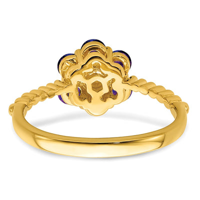 14K Amethyst and Diamond Floral Ring