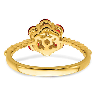 14K Garnet and Diamond Floral Ring