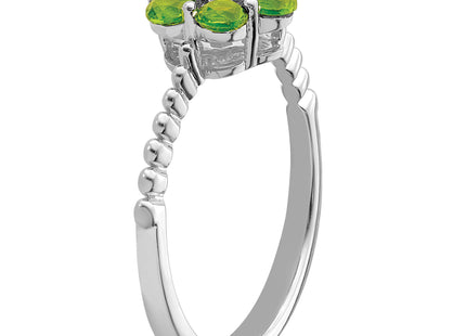 14k White Gold Peridot and Diamond Floral Ring