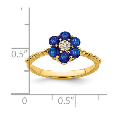14K Sapphire and Diamond Floral Ring