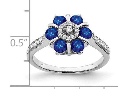 14k White Gold Sapphire and Diamond Floral Ring (Style RM7192-SA-022-WA)