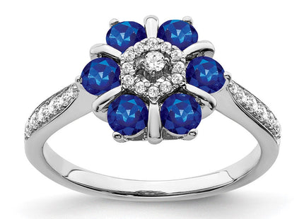 14k White Gold Sapphire and Diamond Floral Ring (Style RM7192-SA-022-WA)