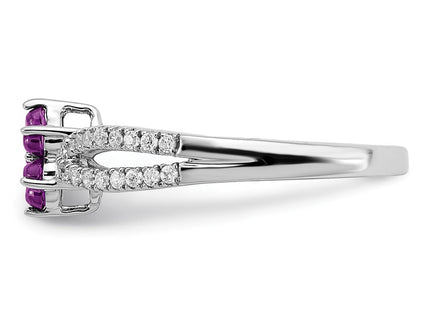 14k White Gold Amethyst and Diamond Floral Ring (Style RM7199-AM-019-WA)