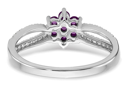 14k White Gold Amethyst and Diamond Floral Ring (Style RM7199-AM-019-WA)