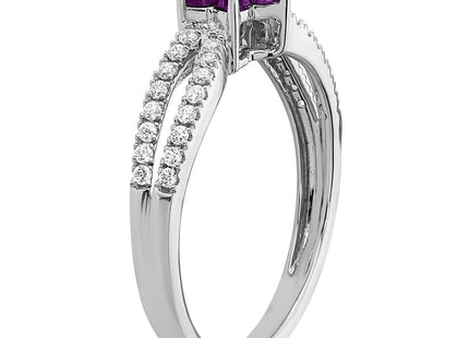 14k White Gold Amethyst and Diamond Floral Ring (Style RM7199-AM-019-WA)
