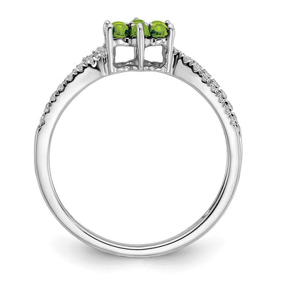 14K White Gold Peridot and Diamond Floral Ring