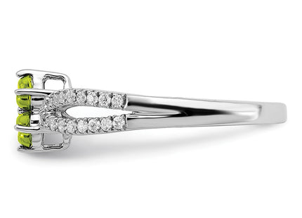 14k White Gold Peridot and Diamond Floral Ring (Style RM7199-PE-019-WA)