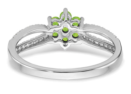 14k White Gold Peridot and Diamond Floral Ring (Style RM7199-PE-019-WA)