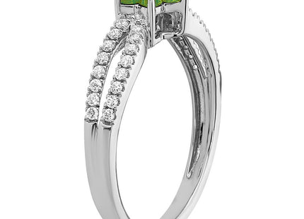 14k White Gold Peridot and Diamond Floral Ring (Style RM7199-PE-019-WA)