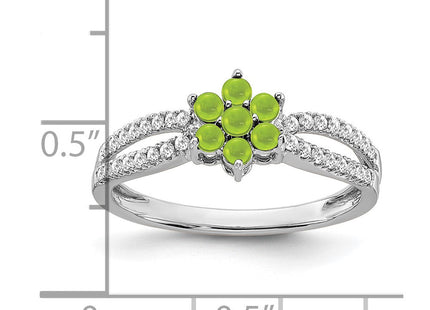 14k White Gold Peridot and Diamond Floral Ring (Style RM7199-PE-019-WA)