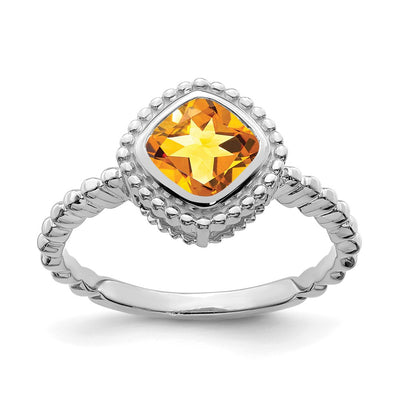 14K white gold citrine ring