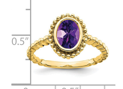 14K 8x6mm Oval Amethyst Bezel Ring, view 4