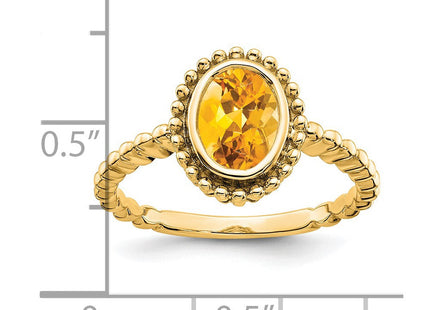 14K 8x6mm Oval Citrine Bezel Ring, view 4
