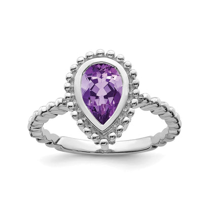 14K white gold amethyst ring