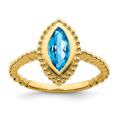 14K Marquise Blue Topaz Ring