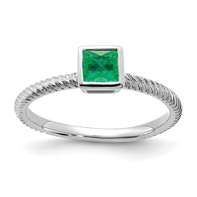 14K white gold emerald ring
