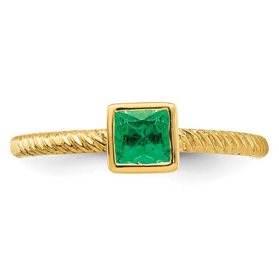 14K Square Bezel Emerald Ring