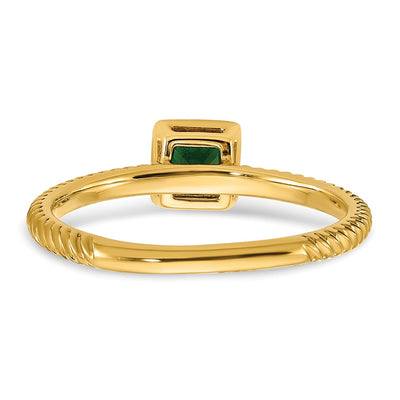 14K Square Bezel Emerald Ring