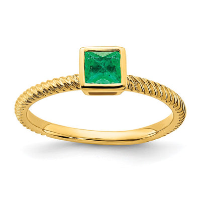14K Square Bezel Emerald Ring