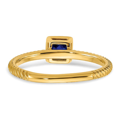 14K Square Bezel Sapphire Ring