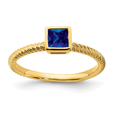 14K Square Bezel Sapphire Ring