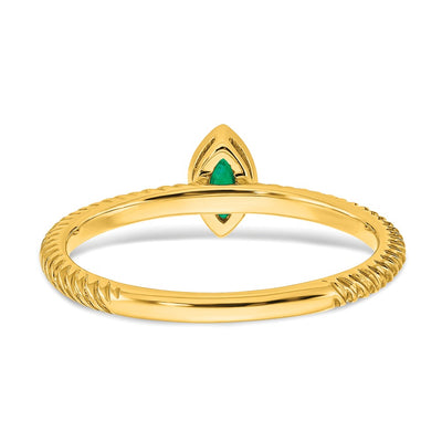 14K Marquise Bezel Emerald Ring