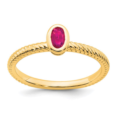 14K Oval Bezel Ruby Ring