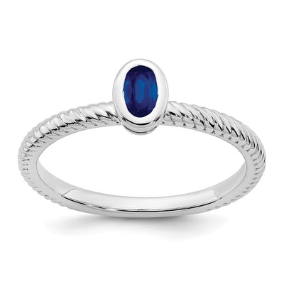 14K white gold sapphire oval ring