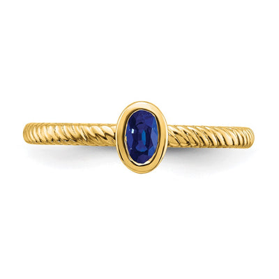 14K Oval Bezel Sapphire Ring