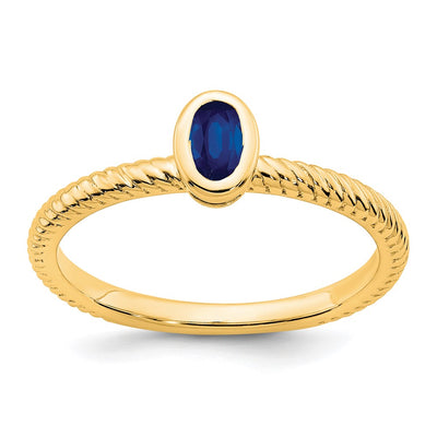 14K Oval Bezel Sapphire Ring