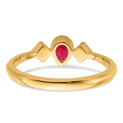 14K Pear Bezel Ruby and Diamond Ring
