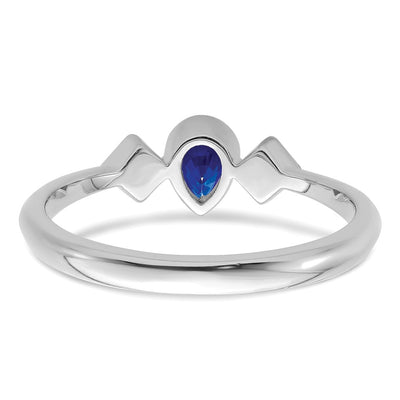 14K White Gold Pear Bezel Sapphire and Diamond Ring