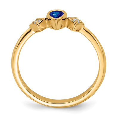 14K Pear Bezel Sapphire and Diamond Ring