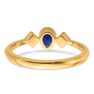 14K Pear Bezel Sapphire and Diamond Ring
