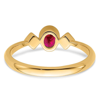 14K Oval Bezel Ruby and Diamond Ring