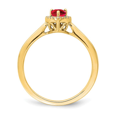 14K Pear Ruby and Diamond Halo Ring