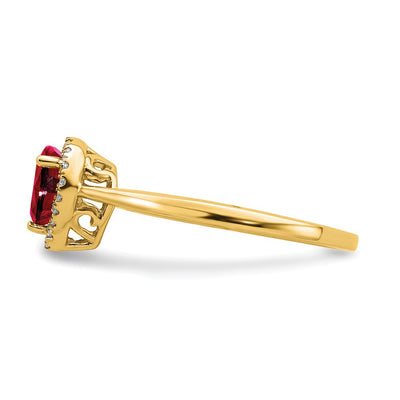 14K Pear Ruby and Diamond Halo Ring